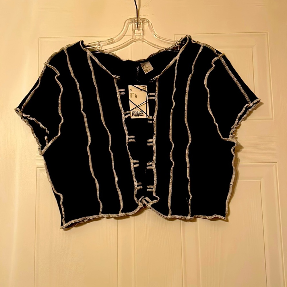 Black Lace Up Top